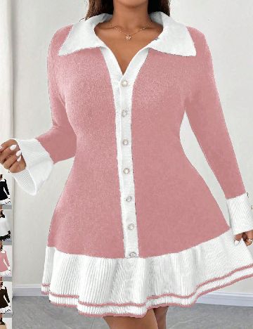 Rochie scurta SHEIN CURVE, roz