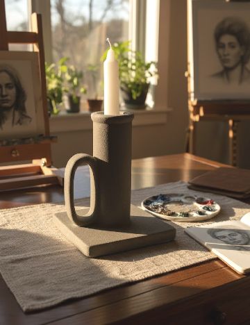 Sfeșnic din porțelan Flexible BV, gri