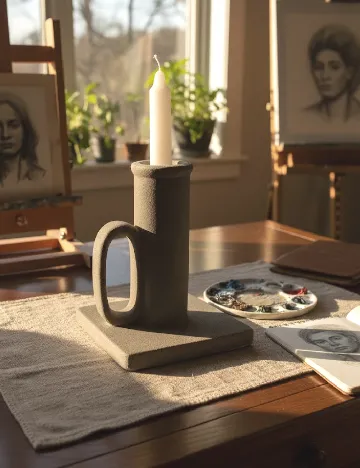 Sfeșnic din porțelan Flexible BV, gri