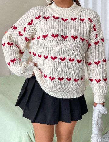 Pulover SHEIN CURVE, alb