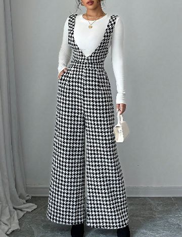 Salopeta SHEIN, alb/negru