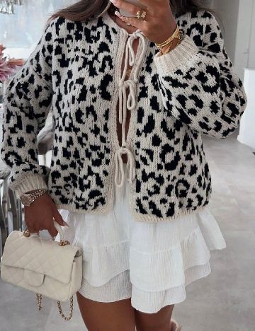 Cardigan SHEIN, alb/negru