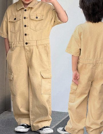 Salopeta Shein Kids, maro deschis