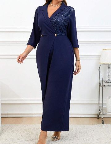 Salopeta SHEIN CURVE, bleumarin