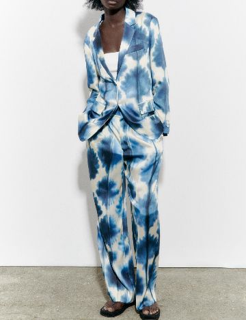 Sacou Zara, albastru/ecru