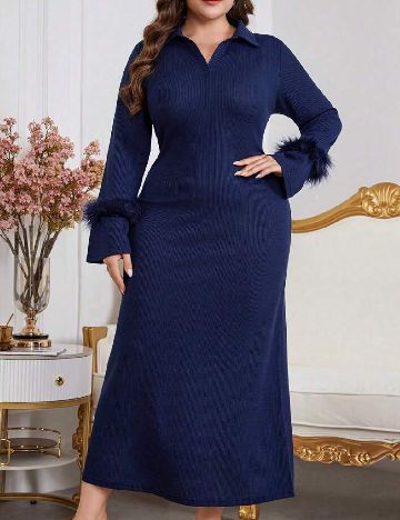 Rochie lunga SHEIN CURVE, bleumarin