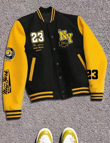 Jacheta SHEIN Plus Size Men, negru/galben