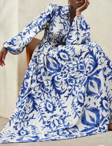 Rochie lunga SHEIN, albastru/alb