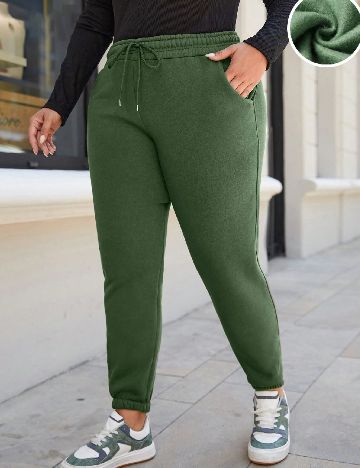 Pantaloni SHEIN CURVE, verde