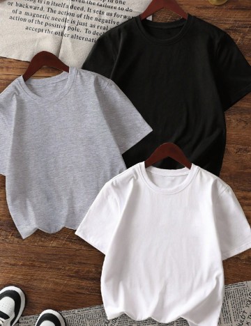 Set Tricou 3 bucati SHEIN, mix culori