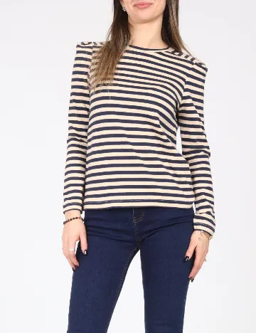 Bluza Zara, crem/bleumarin