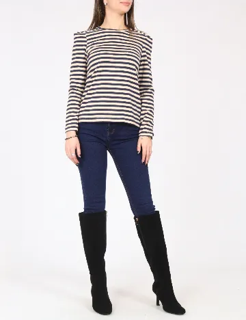 Bluza Zara, crem/bleumarin