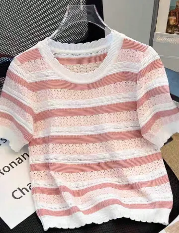 Bluza SHEIN CURVE, alb/roz