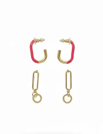 Cercei 2 perechi Trendz, auriu/roz