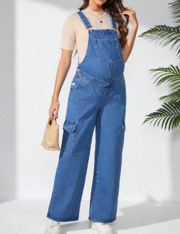 Salopeta SHEIN Maternity, albastru