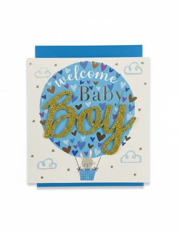 Felicitare, alb/albastru