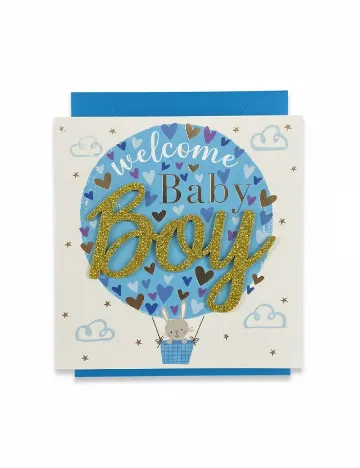 Felicitare, alb/albastru