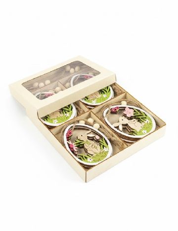 Set decoratiuni de Paste din lemn Home Accents, mix culori