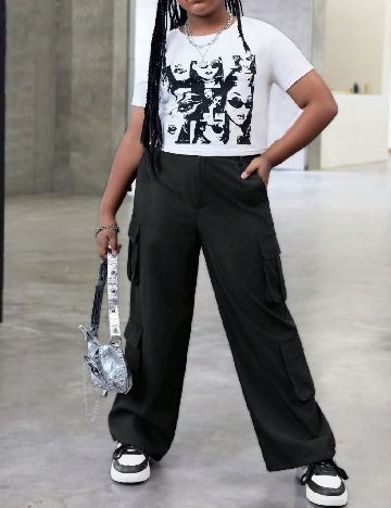 Compleu Shein Kids, alb/negru