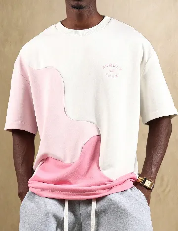 Tricou SUMWON, crem/roz