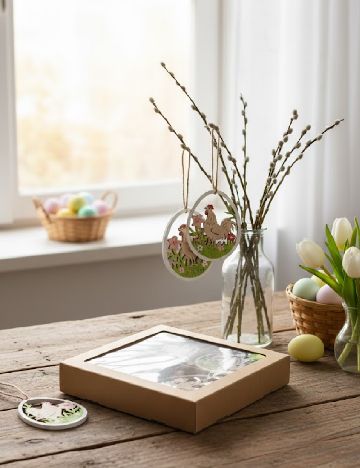 Set decoratiuni de Paste din lemn Home Accents, mix culori