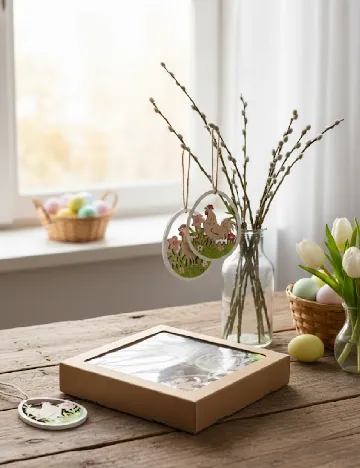 Set decoratiuni de Paste din lemn Home Accents, mix culori