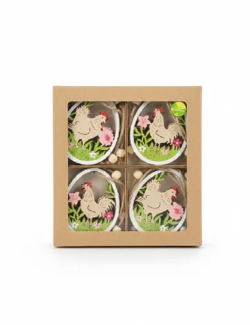 Set decoratiuni de Paste din lemn Home Accents, mix culori