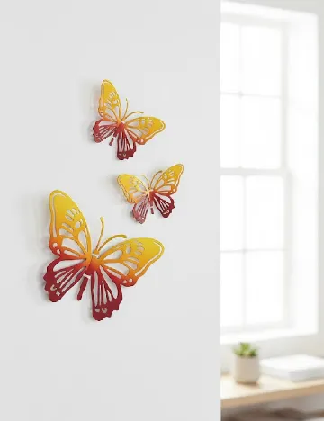 Set fluturi decorativi metalici, portocaliu