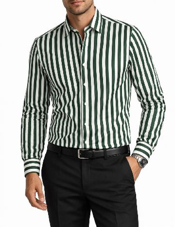 Camasa Zara, verde/alb