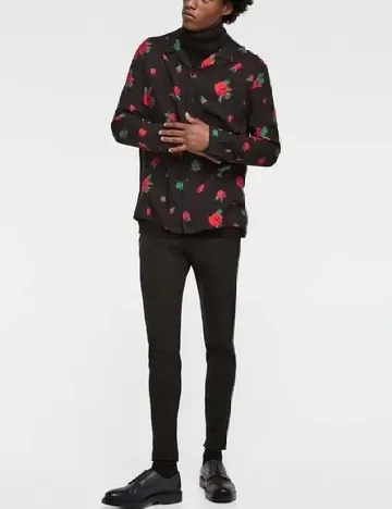 Camasa Zara, negru/rosu