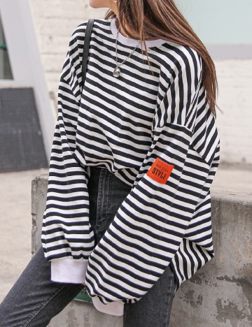 Bluza SHEIN, alb/negru