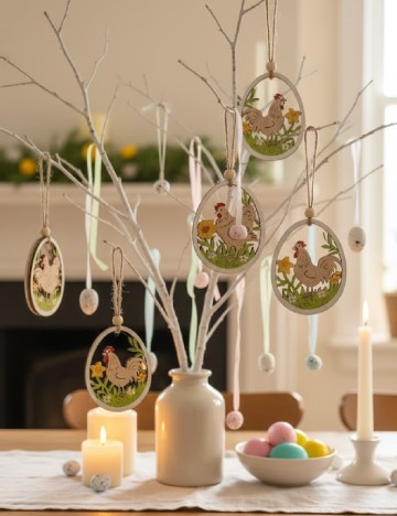 Set decoratiuni de Paste din lemn Home Accents, mix culori