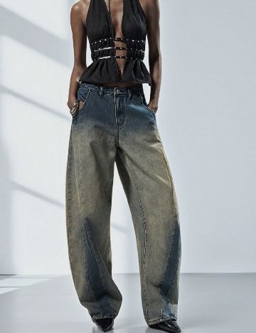 Blugi SHEIN, bleumarin/bej