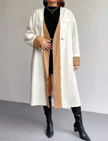 Palton SHEIN CURVE, alb/maro