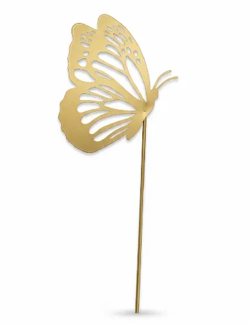 Decor metalic fluture cu tija, auriu