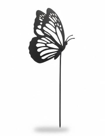 Decor metalic fluture cu tija, negru