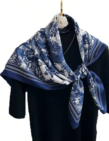 Esarfa SHEIN, alb/albastru