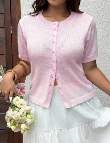 Cardigan SHEIN CURVE, roz