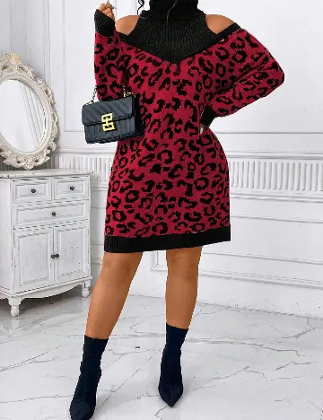 Rochie scurta SHEIN CURVE, negru/rosu