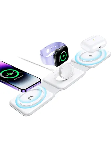 Incarcator 3 in 1 wireless SHEIN, alb