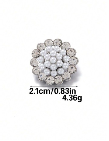 Set nasturi 4 bucati SHEIN, alb/argintiu