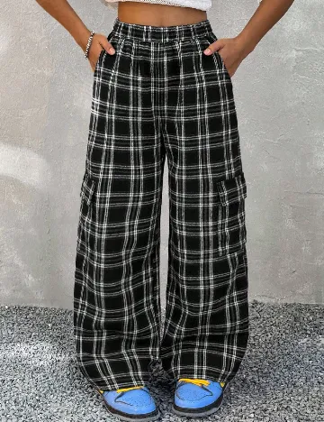 Pantaloni Shein Kids, negru/alb