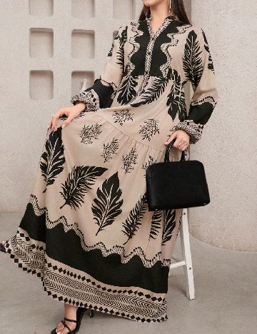 Rochie lunga SHEIN, crem/negru