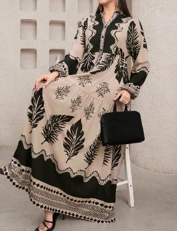 Rochie lunga SHEIN, crem/negru