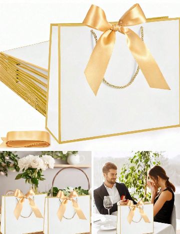 Set pungi de cadou 5 bucati SHEIN, alb