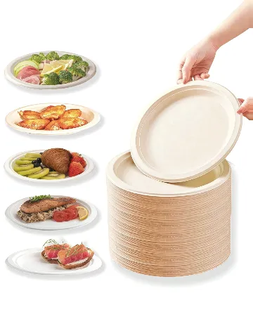 Set farfurii de carton SHEIN, crem