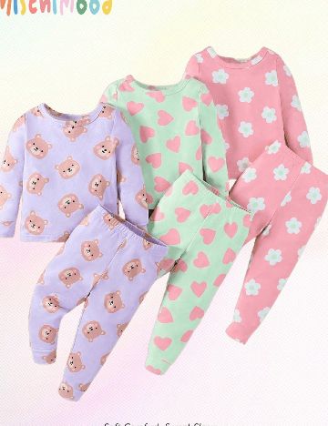 Set pijamale 3 perechi Shein Kids, mix culori