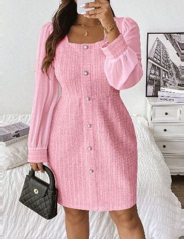 Rochie scurta SHEIN CURVE, roz