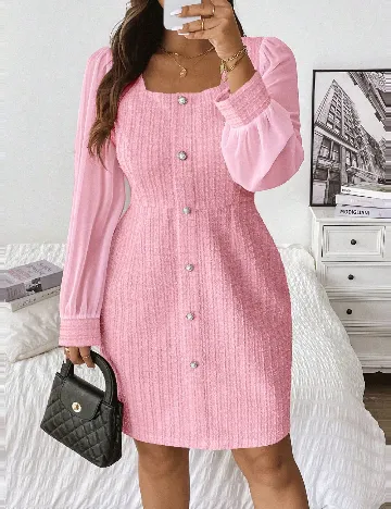 Rochie scurta SHEIN CURVE, roz