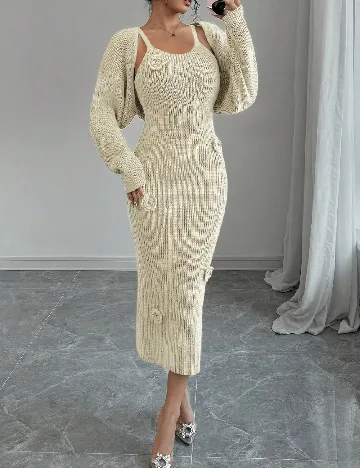 Set Rochie si Cardigan SHEIN, crem